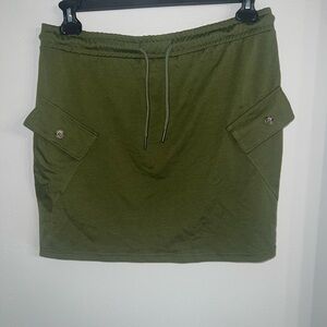 Olive Green Women's Skirt with Pockets